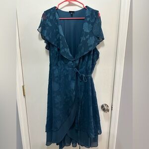 Torrid Teal Floral Wrap Dress